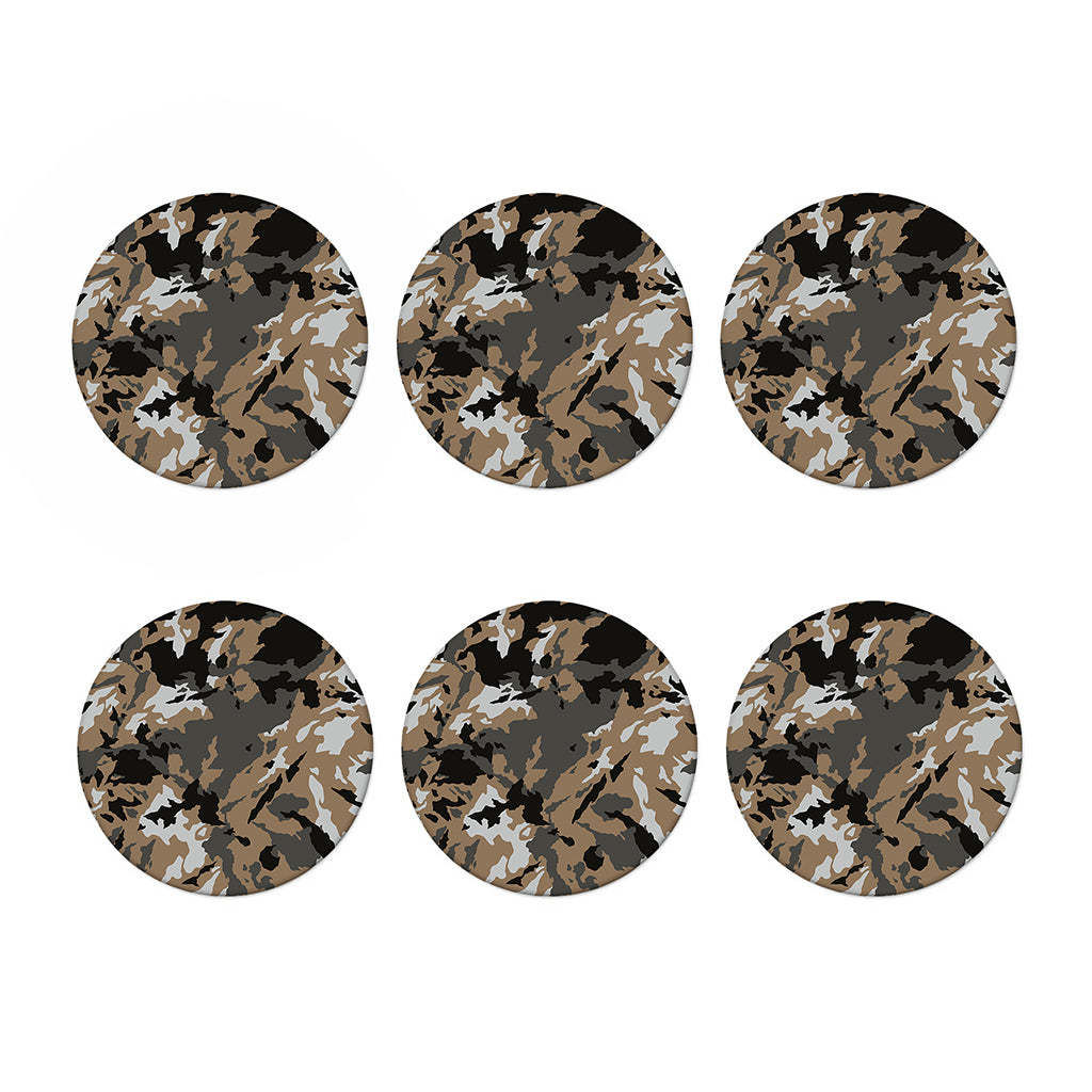 Brown And Black Camouflage Print Coaster Set