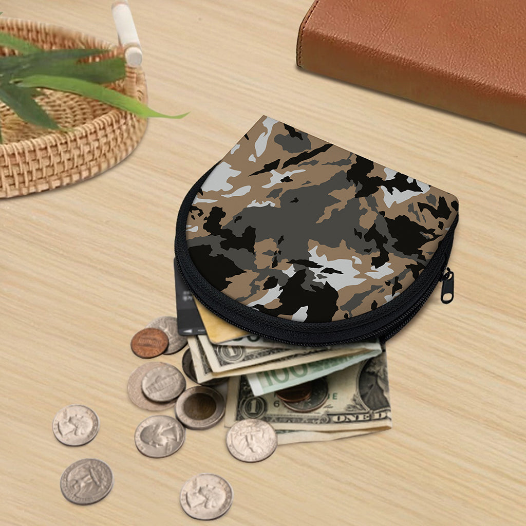 Brown And Black Camouflage Print Coin Purse
