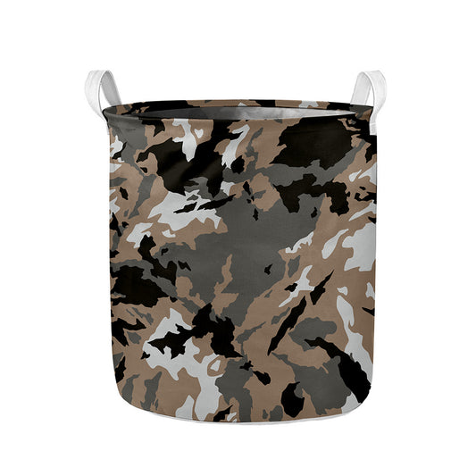 Brown And Black Camouflage Print Collapsible Laundry Basket