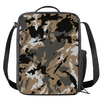 Brown And Black Camouflage Print Crossbody Lunch Bag