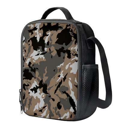 Brown And Black Camouflage Print Crossbody Lunch Bag