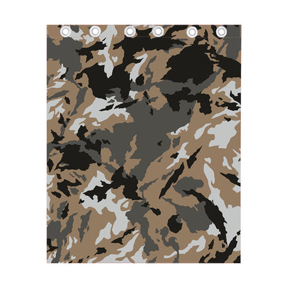 Brown And Black Camouflage Print Curtain