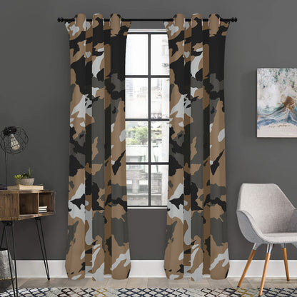 Brown And Black Camouflage Print Curtain