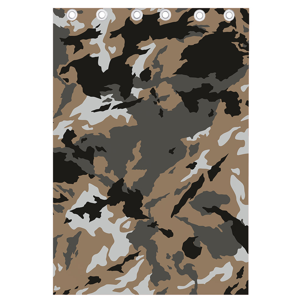 Brown And Black Camouflage Print Curtain