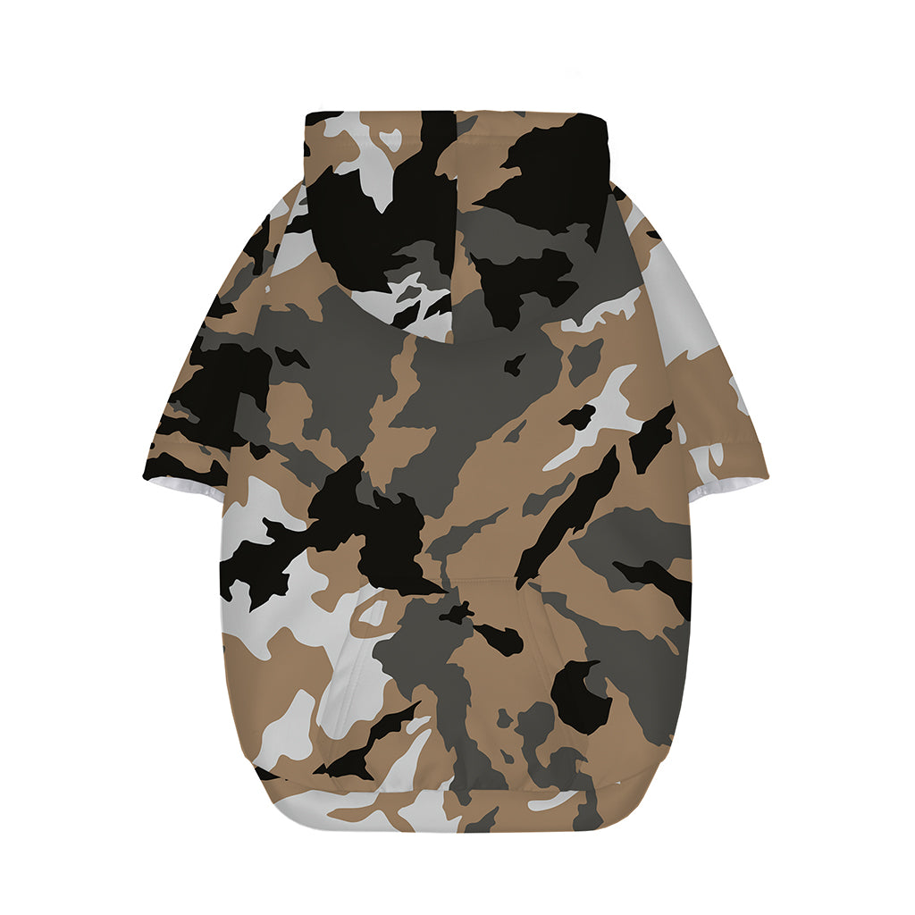 Brown And Black Camouflage Print Dog Zip Up Hoodie