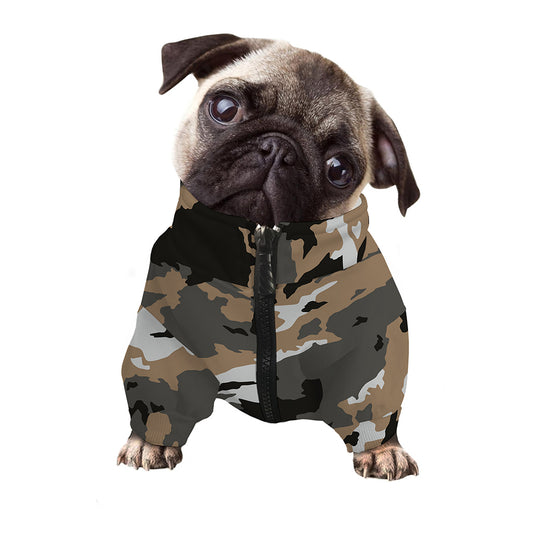Brown And Black Camouflage Print Dog Zip Up Jacket