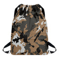 Brown And Black Camouflage Print Drawstring Backpack
