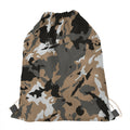 Brown And Black Camouflage Print Drawstring Bag