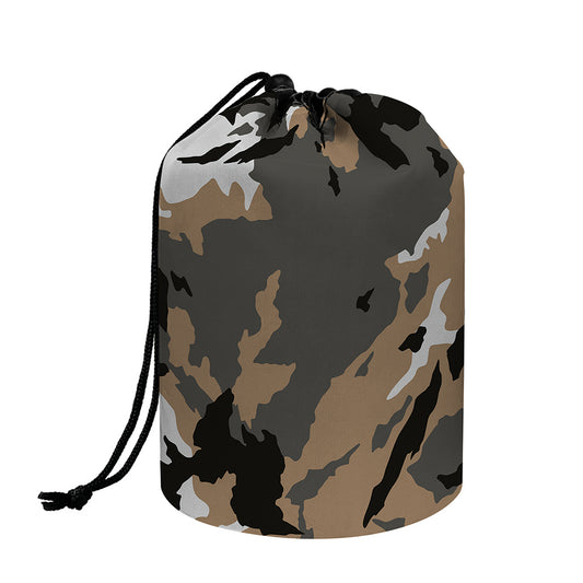 Brown And Black Camouflage Print Drawstring Makeup Bag