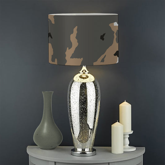 Brown And Black Camouflage Print Drum Lamp Shade