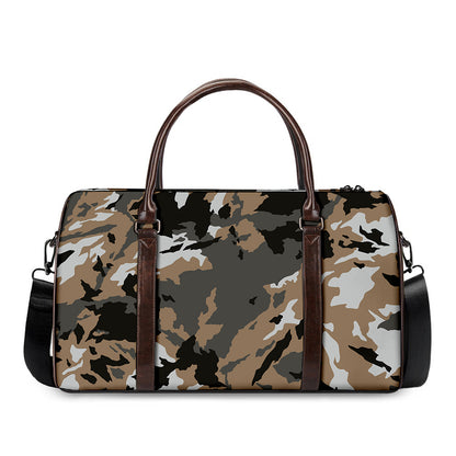 Brown And Black Camouflage Print Duffle Bag