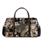 Brown And Black Camouflage Print Duffle Bag