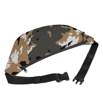 Brown And Black Camouflage Print Fanny Pack