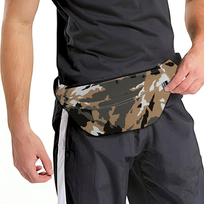 Brown And Black Camouflage Print Fanny Pack