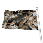 Brown And Black Camouflage Print Flag