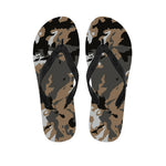 Brown And Black Camouflage Print Flip Flops