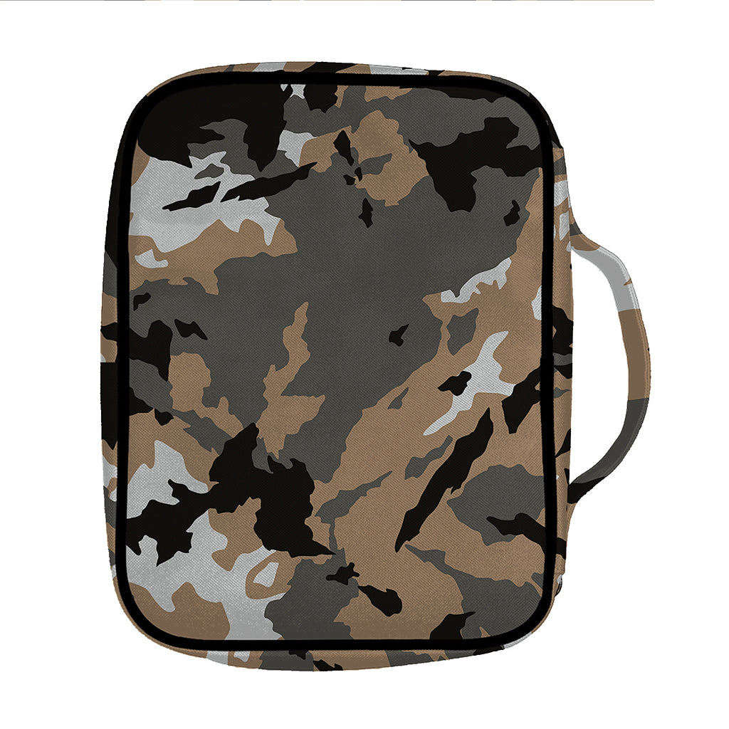 Brown And Black Camouflage Print Front Pocket Bible Bag