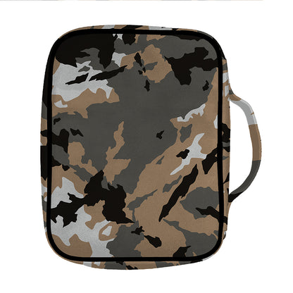 Brown And Black Camouflage Print Front Pocket Bible Bag