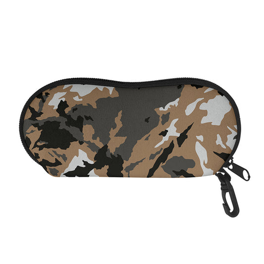 Brown And Black Camouflage Print Glasses Case