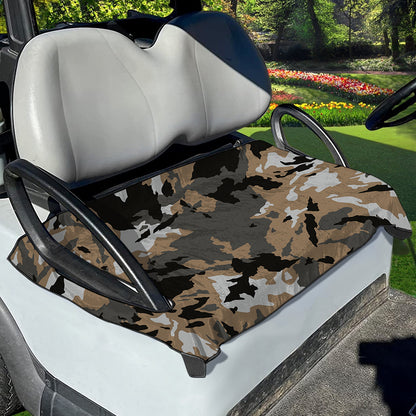 Brown And Black Camouflage Print Golf Cart Seat Cover
