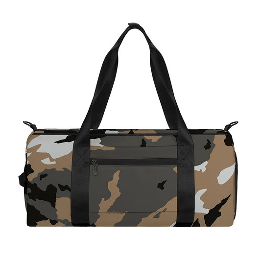 Brown And Black Camouflage Print Gym Bag