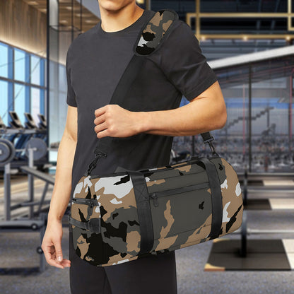 Brown And Black Camouflage Print Gym Bag