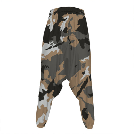 Brown And Black Camouflage Print Hammer Pants