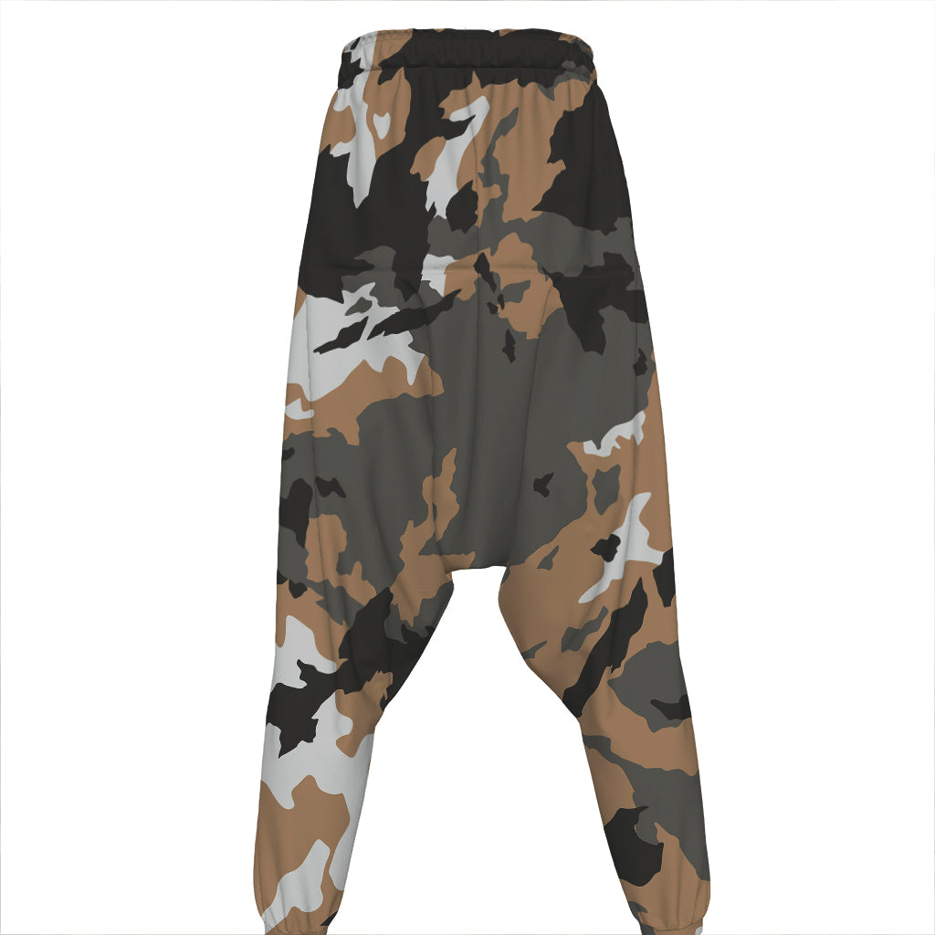 Brown And Black Camouflage Print Hammer Pants