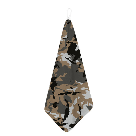Brown And Black Camouflage Print Hand Towel