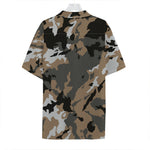 Brown And Black Camouflage Print Hawaiian Shirt