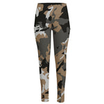 Brown And Black Camouflage Print High-Waisted Pocket Leggings
