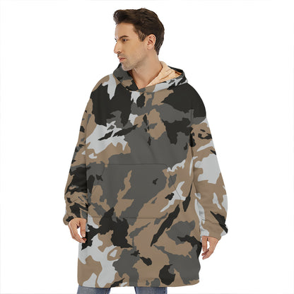 Brown And Black Camouflage Print Hoodie Blanket