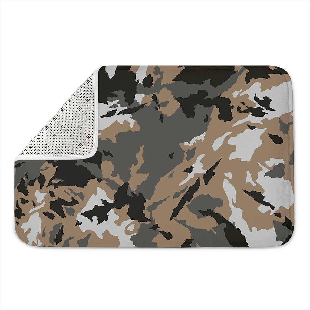 Brown And Black Camouflage Print Indoor Door Mat