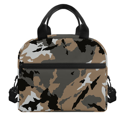 Brown And Black Camouflage Print Insulated Lunch Bag
