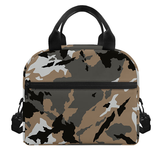 Brown And Black Camouflage Print Insulated Lunch Bag
