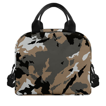 Brown And Black Camouflage Print Insulated Lunch Bag