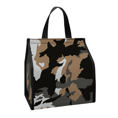 Brown And Black Camouflage Print Insulated Lunch Tote