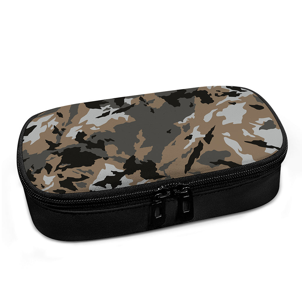 Brown And Black Camouflage Print Insulin Cooler Travel Case
