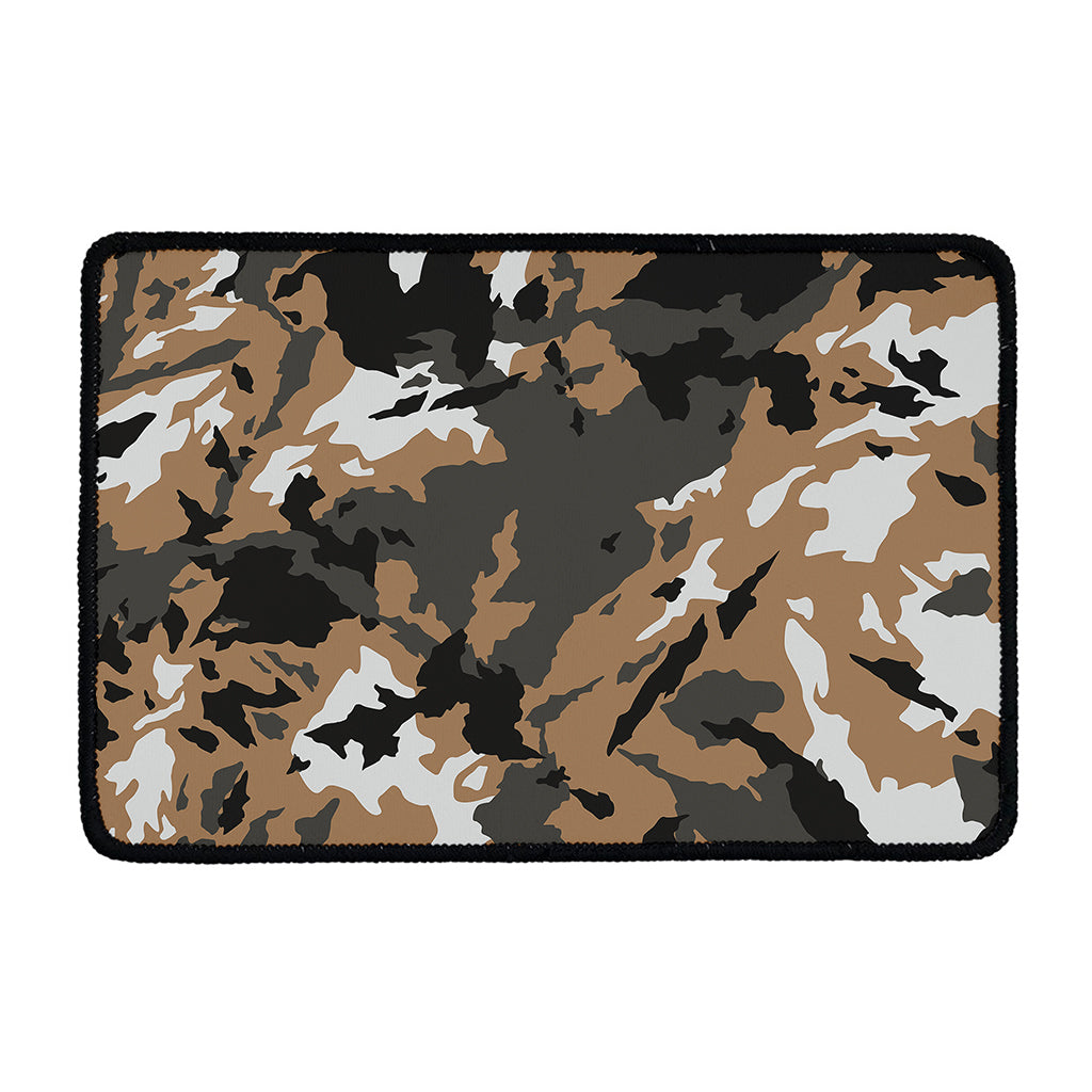 Brown And Black Camouflage Print Kitchen Mat