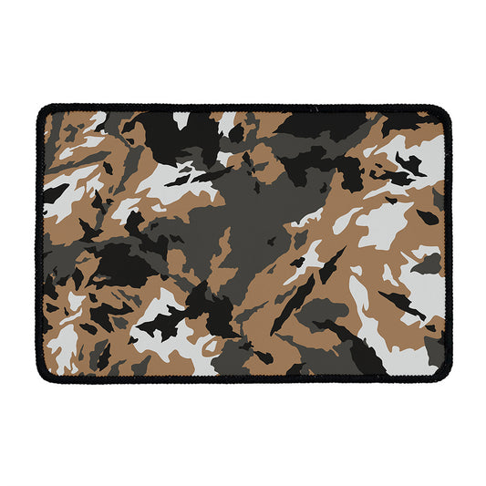 Brown And Black Camouflage Print Kitchen Mat