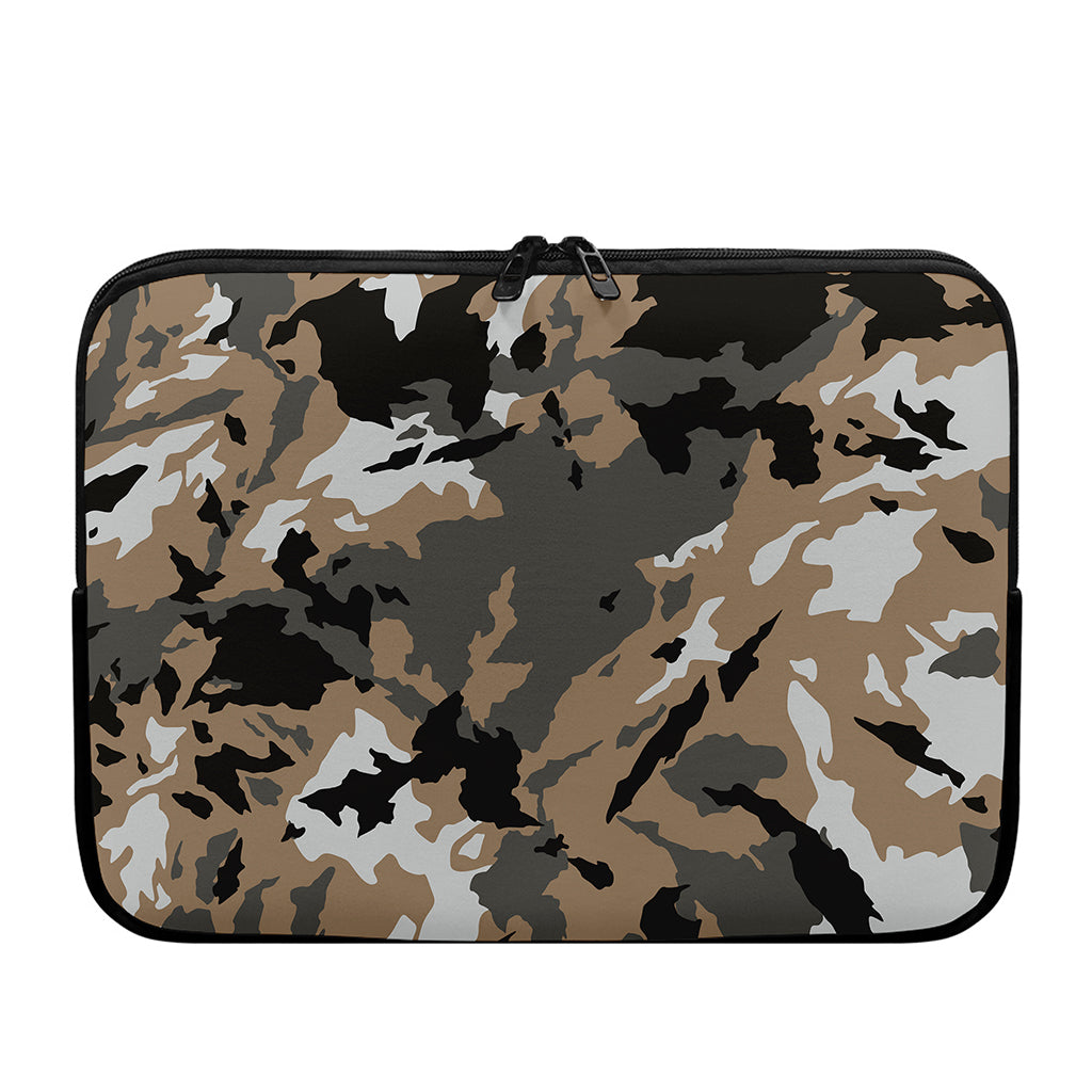 Brown And Black Camouflage Print Laptop Sleeve