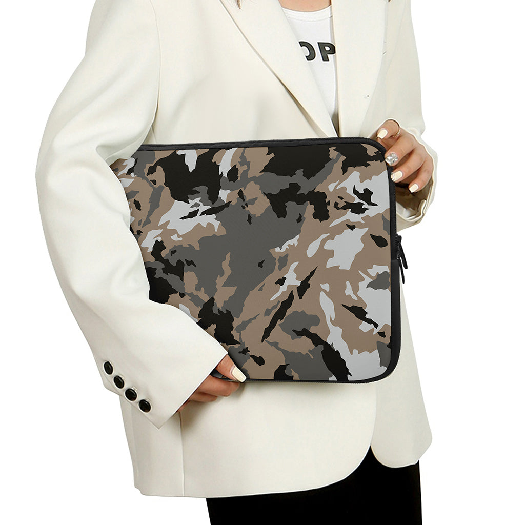 Brown And Black Camouflage Print Laptop Sleeve