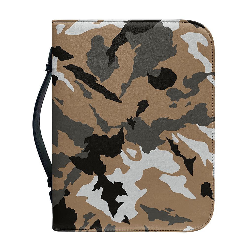 Brown And Black Camouflage Print Leather Bible Cover