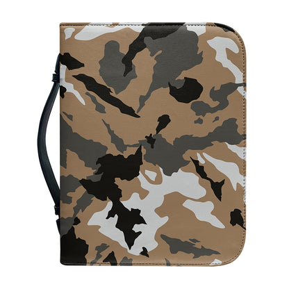 Brown And Black Camouflage Print Leather Bible Cover