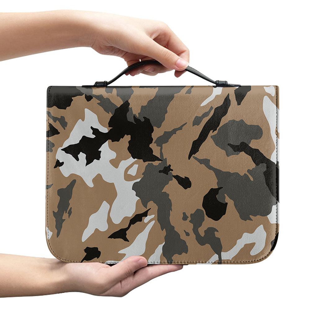 Brown And Black Camouflage Print Leather Bible Cover