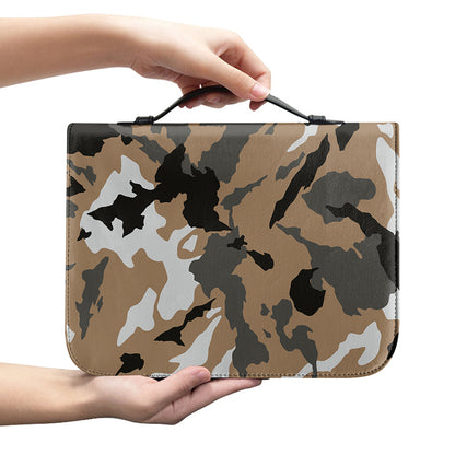 Brown And Black Camouflage Print Leather Bible Cover