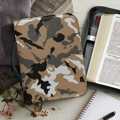 Brown And Black Camouflage Print Leather Bible Cover