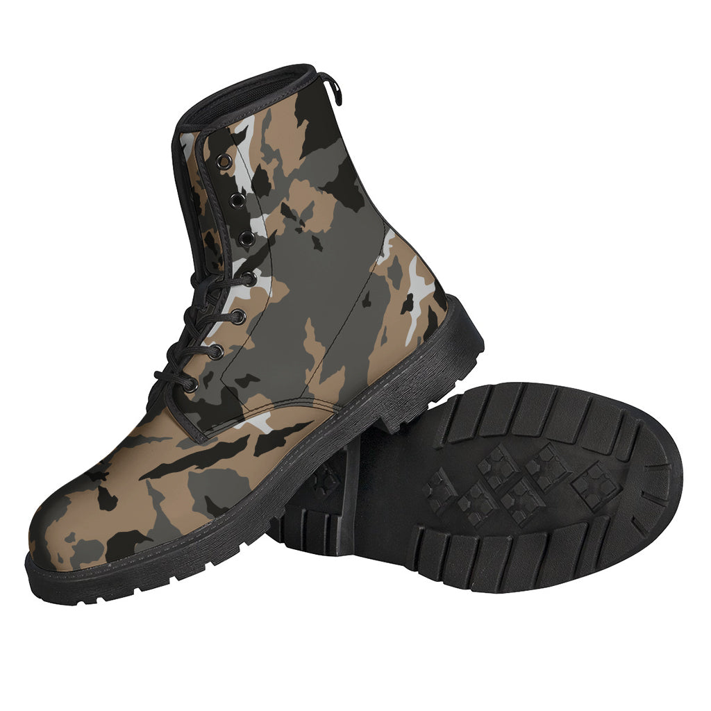 Brown And Black Camouflage Print Backpack