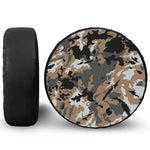 Brown And Black Camouflage Print Leather Spare Tire Cover