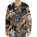 Brown And Black Camouflage Print Long Sleeve Baseball Jersey